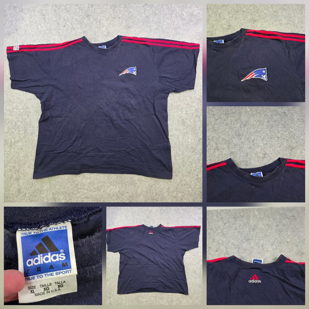 Vintage Adidas New England Patriots T Shirt Mens XL Blue NFL Football USA 90s